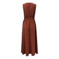 thumbnail image 4 of Summer Dresses for Women 2026 Flowy Casual Midi Dress V Neck Beach Vacation for Wedding Guest Party Vacation(Brown,L), 4 of 5