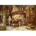 thumbnail image 2 of Monticelli, Adolphe 24x19 Gold Ornate Wood Framed with Double Matting Museum Art Print Titled - The Kitchen of the Rotisserie des Deux Paons, 2 of 4