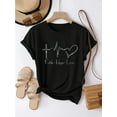 thumbnail image 2 of Summer Women's New Diamond Black Short Sleeve T-Shirt Loose Fit Plus Size Top, 2 of 5