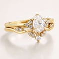 thumbnail image 4 of vylahjewellery Elegant Oval Cut Wedding Ring Set, 14K Yellow Gold Vermeil Engagement Ring with Matching Band, 2Pc Anniversary Ring for Her, 4 of 5