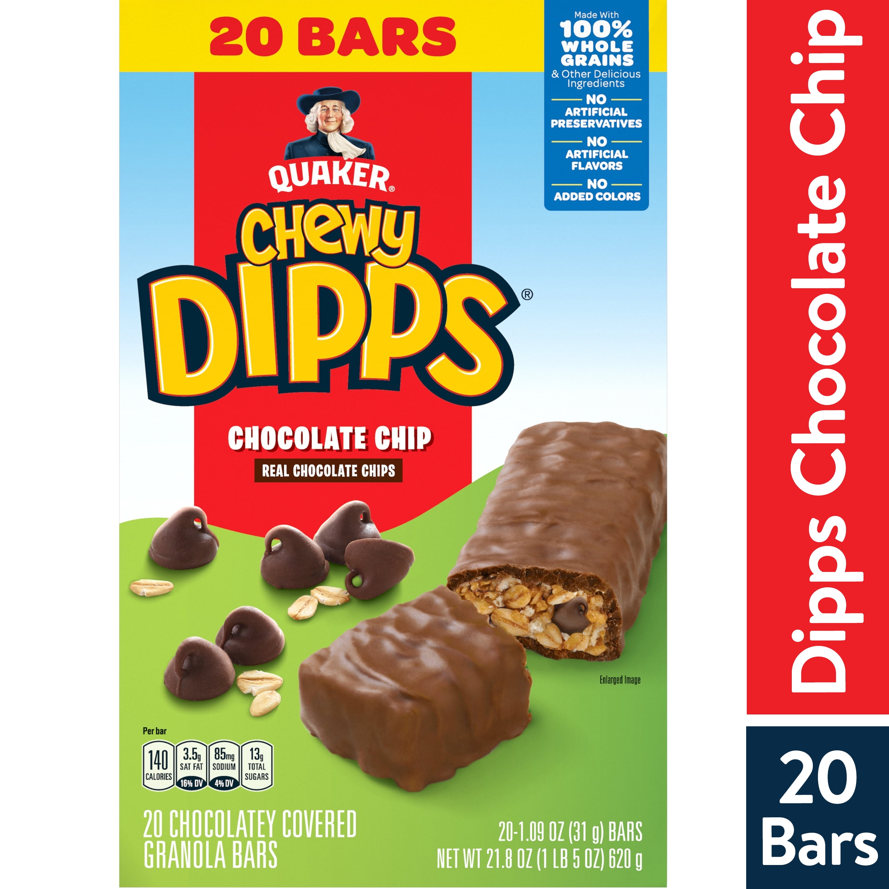 Quaker Chewy Dipps Granola Bars, Chocolate Chip, 20 Count - Walmart.com