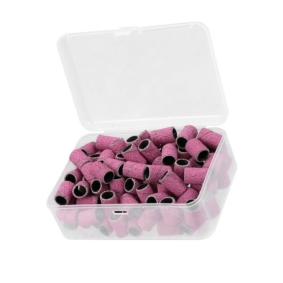 Unique Bargains 100 Pcs 80 Grit Nail Drill Bits Sanding Bands Gel File Polish Remover For Electric Nail Tools Rose Red