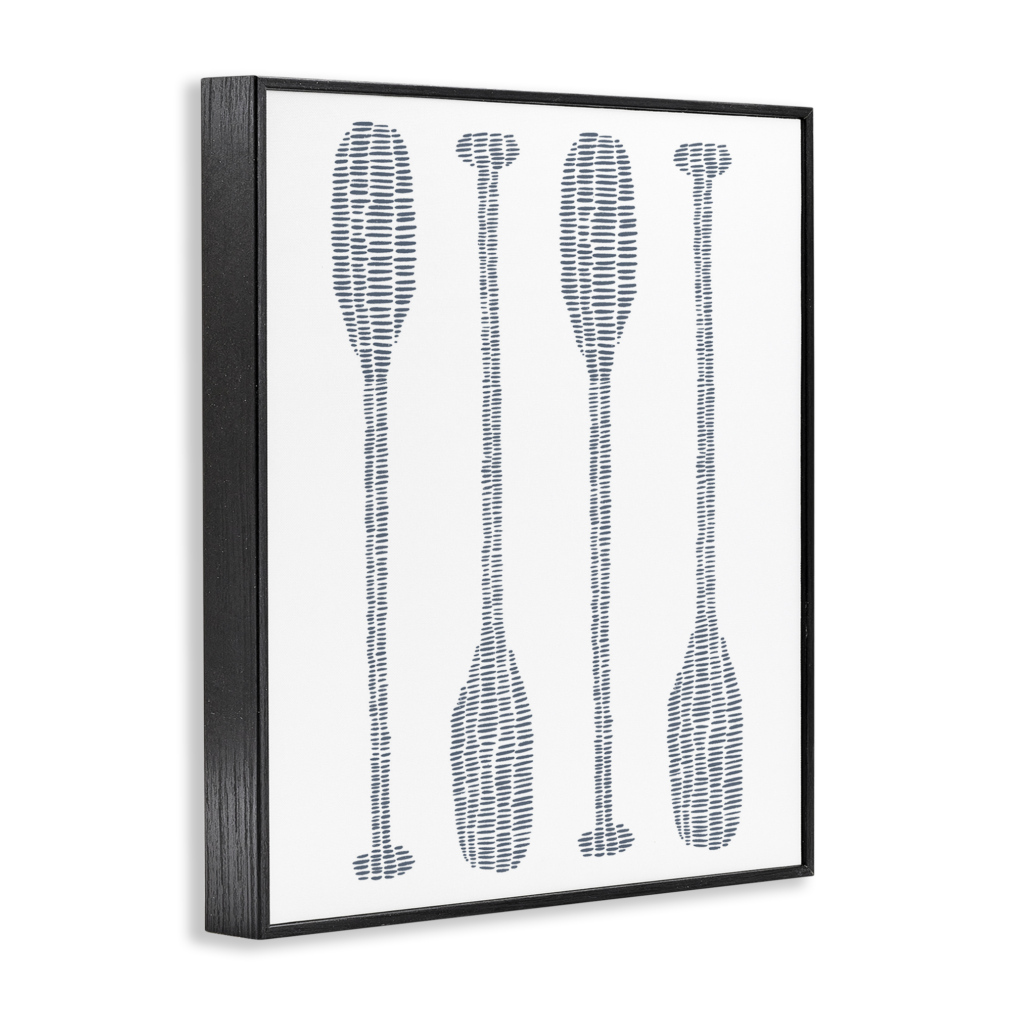 Stupell Industries Minimal Boat Oars Coastal Painting Black Framed Art Print Wall Art, 16 x 20