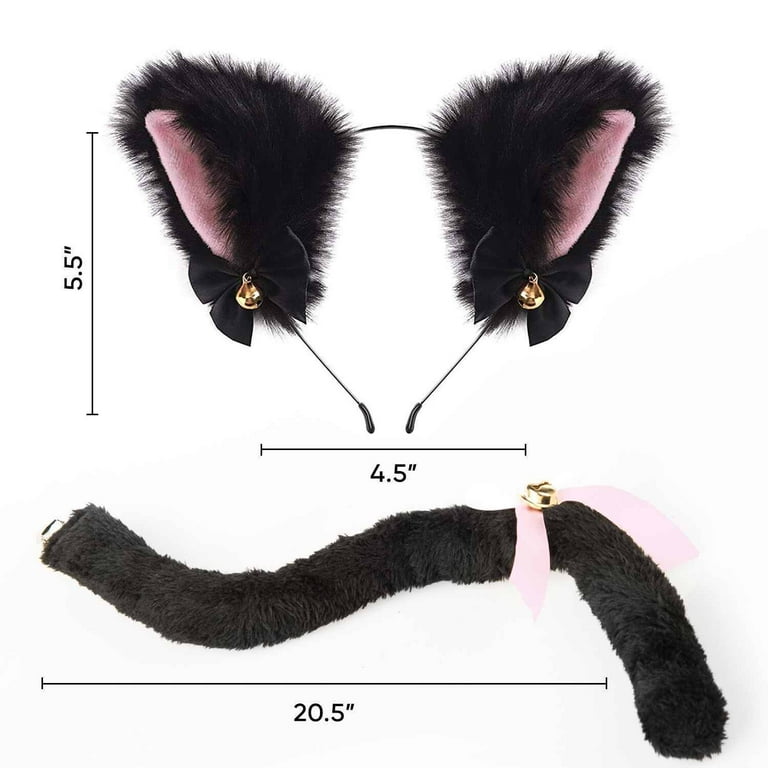FUNCREDIBLE Cat Ears and Tail Set | Furry Cat Ears Headband with ...
