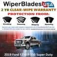 thumbnail image 2 of 2019 Ford F250 F-250 Super Duty Beam Wiper Blades Wipers w/2yr Warranty (Set of 2) (WiperBladesUSA), 2 of 5