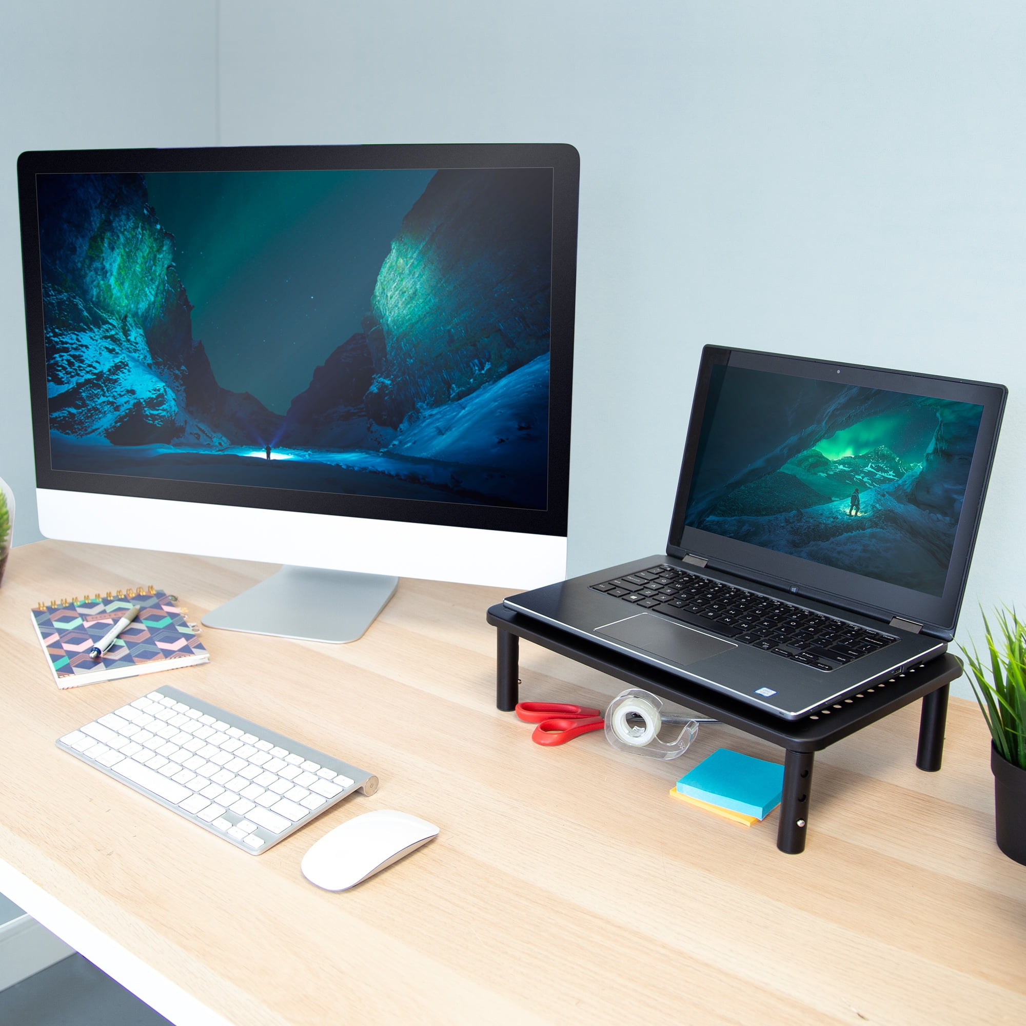 Mount-lt! Height Adjustable Monitor Desk Stand Risers | Fits 11"-32" Monitors | 2-Pack