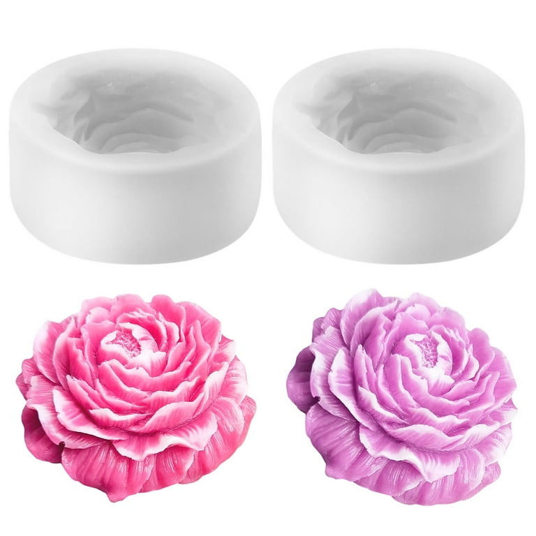 Silicone Candle Mold, 2pcs 3D Peony Flower Candle Soap Mould, Cake Fondant  Chocolate Mold, Epoxy Casting Resin Mould Plaster Clay Baking Pastry Tools  