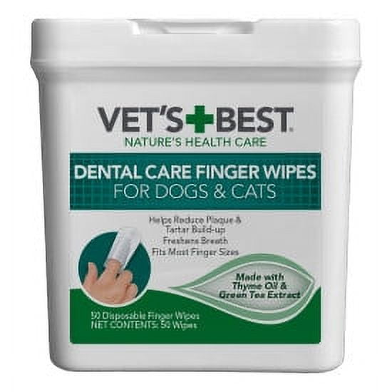 Vet's Best Dental Care Finger Wipes for Dogs and Cats - 50 count