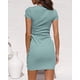 thumbnail image 4 of Vestido de verano para mujer, informal, de manga corta, 2021, cuello redondo, ceñido al cuerpo, minivestidos fruncidos con lazo en la cintura Xemadio WMZL-907-15, 4 of 5