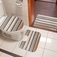 thumbnail image 4 of Brown Beige Stripes Bath Mat 3 Piece Bathroom Rug Set, Geometric Painting Neutral Textured Non Slip Bath Rug Contour Mat and Toilet Lid Cover, Absorbent Shower Mats Soft Bath Rugs and Mats Sets, 4 of 8
