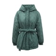 thumbnail image 5 of XFLWAM Women Winter Warm Zipper Jacket Coat Hooded Outwear with Belted Green L, 5 of 6