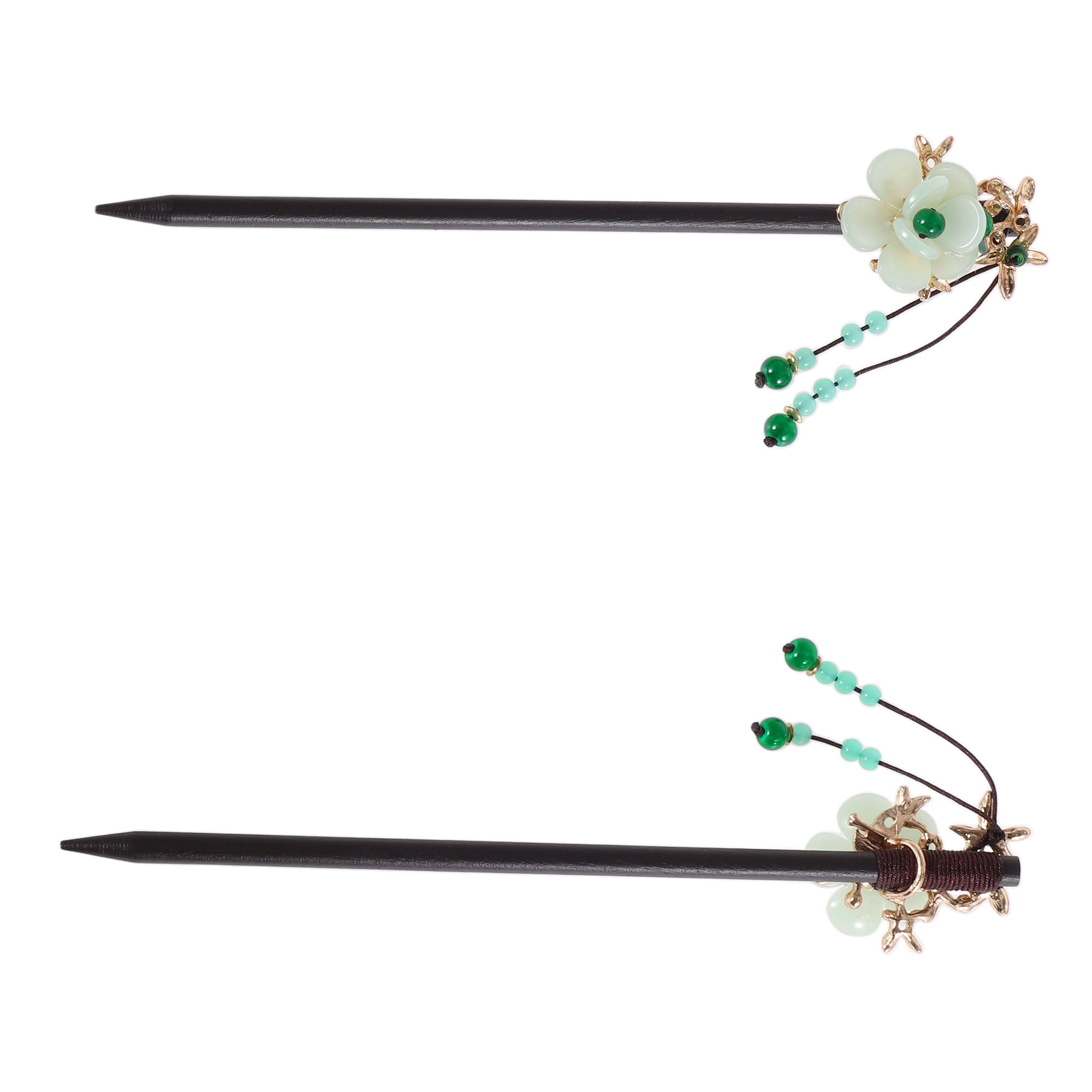 Unique Bargains Tassel Hair Chopstick for Women Black Green 1 Pc