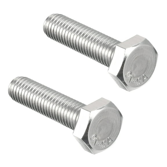 M8 Thread 40mm 304 Stainless Steel Hex Head Left Hand Screw Bolts 2pcs