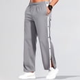 thumbnail image 2 of Conairie Joggers for Women Solid Color Mid Waisted Tear Basketball Pant Button Up Loose Open Leg Long Pants Track Pants for Travel Training Running Grey L, 2 of 6