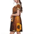 thumbnail image 2 of Haiem Countryside Sunflower Cow Pattern Women's Short-Sleeve Scoop Neck Swing Dress, 2 of 6