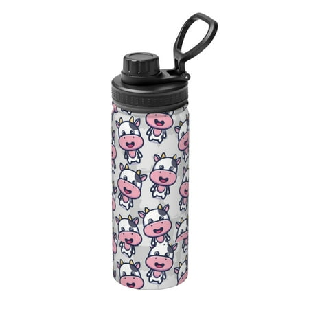 

Uemuo Baby Cow 18OZ Insulated Kettle Sports Water Bottle Stainless Steel Kettle Vacuum Insulated Flask Flip Lid Travel Mug