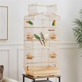 thumbnail image 4 of Yaheetech 41'' H Open Top Metal Birdcage Parrot Cage with Feeders, Almond, 4 of 12