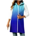 thumbnail image 3 of Pounoo Gift Womens Plaid Colorblock Vest Plus Size Striped Zip UP Sleeveless Long Cardigan Hooded Coat Open Front Tops, 3 of 6