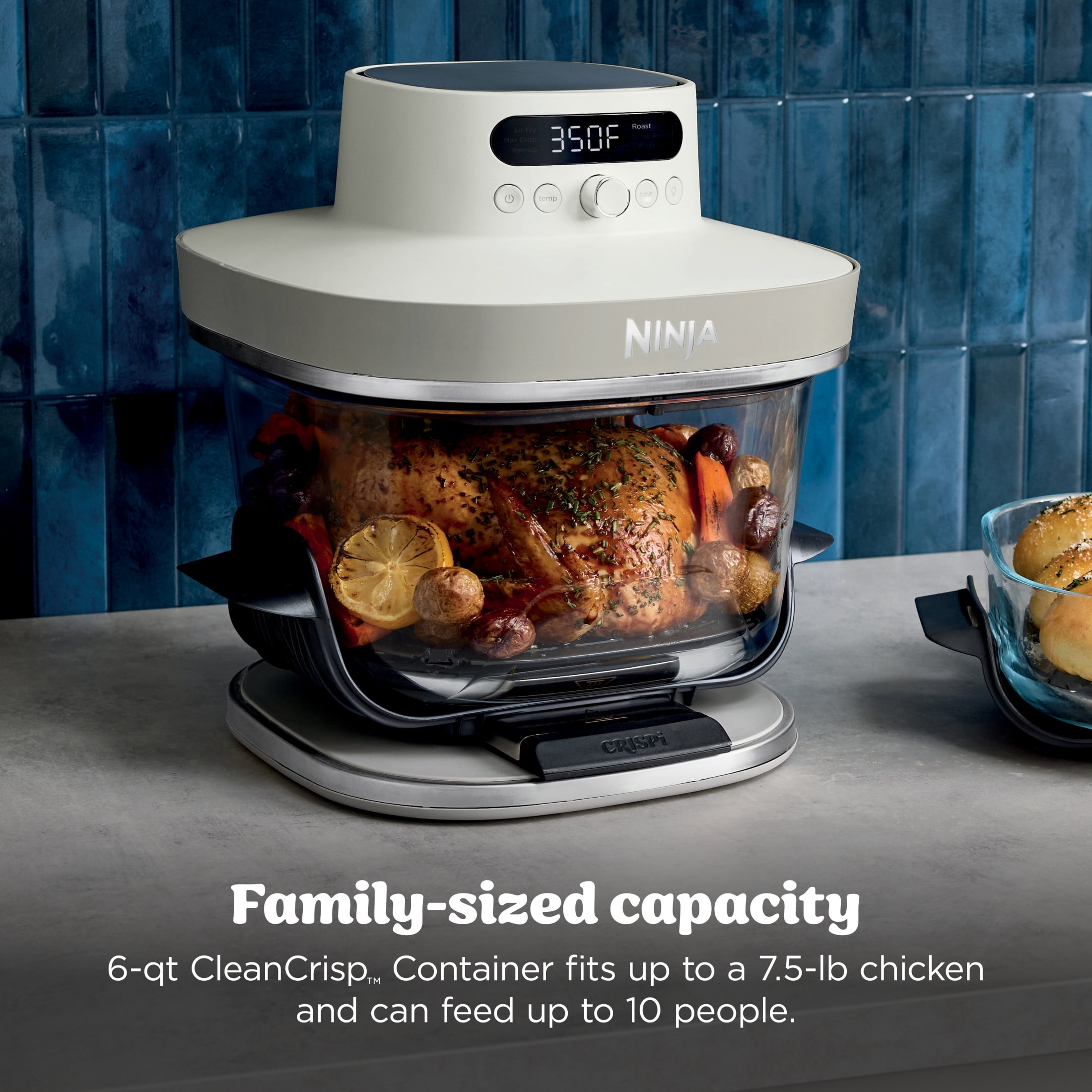 Ninja Crispi Pro Glass Air Fryer 6-Qt & 2.5-Qt, 6-in-1, Air Fry, Bake, Dehydrate, Dishwasher Safe, AS101LG Dove
