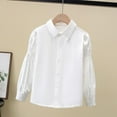 thumbnail image 2 of Kids Girls Long Sleeve Casual Shirt Thin Fabric Ruffled Top Short Sleeve Collared Blouse for Ages 3-14 Fashionable Everyday Wear White 5 Years, 2 of 3