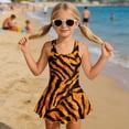 thumbnail image 3 of DISNIMO Girls One Piece Swimsuit Tiger Stripe Print Quick Dry Swimwear with Skirt High Waist Beach Bathing Suit for 3-13 Years, 3 of 8