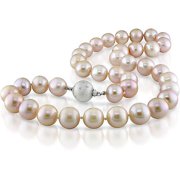 14k White Gold 11-12 mm Pink Cultured Freshwater Pearl and Diamond Necklace (18 or 20 inch)