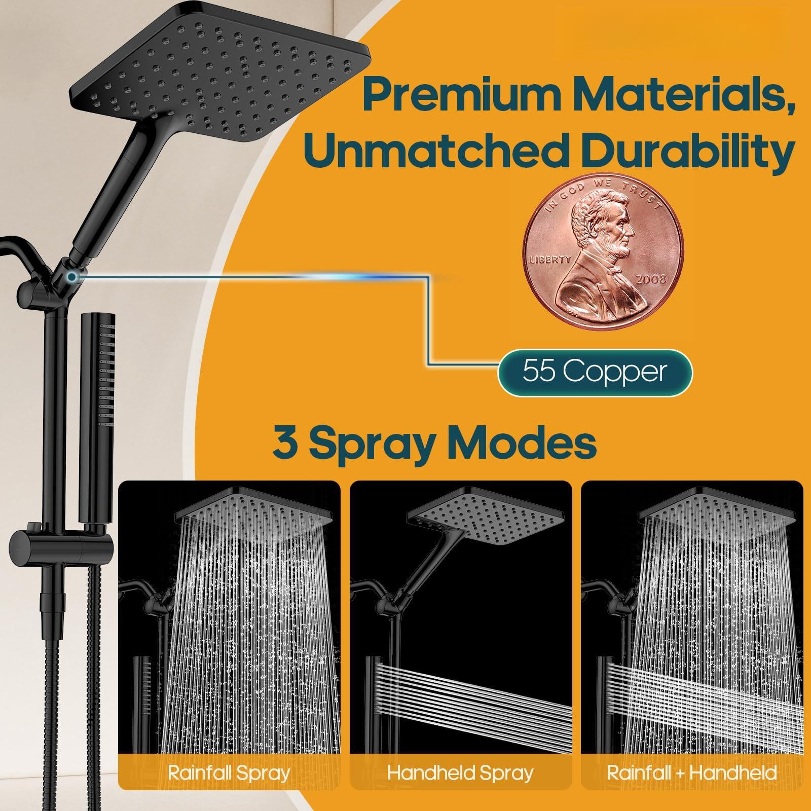 Filtered Shower Head With Handheld Combo High Filters 10 Inch Rain Height Adjustable Dual Water Softener For Hard - Removes Chlorine
