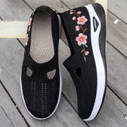 Breathable Mesh Slip On Casual Shoes, Fashion Round Toe Summer Non Slip Walking Sneakers, Lightweight Comfort, Womens Flat Shoes