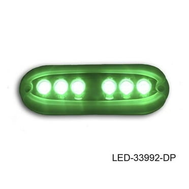 T-H Marine Supplies LED-33992-DP 15W 6 LED Oblong Fully Encapsulated Stainless Steel Insert Housing Underwater Light, White & Green