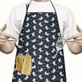 thumbnail image 2 of Dark Blue Cartoon Unicorn Heart Pattern Apron-Garden Aprons for Women with Pockets-Cotton Linen Waterproof Kitchen Cooking Gardening Aprons Adjustable for Kitchen,Cooking,BBQ and Salon 33x27 Inch, 2 of 7