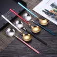 thumbnail image 4 of Nvzi Round Soup Spoon 4 Piece, Stainless Steel Bouillon Spoon，Black Gold, 4 of 5