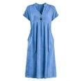 thumbnail image 5 of yardsong V Neck Casual Maxi Dresses for Women Long House Dress Short Sleeve Summer Loose Fit Vacation Sundress with Pockets Sky Blue,L, 5 of 5