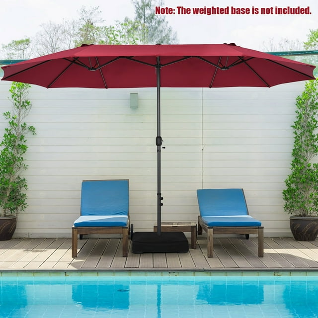 Patiojoy Parasol de Patio Double Face de 15 Pi, Parasol de Marché Extra-Grand pour l'Extérieur, Vin