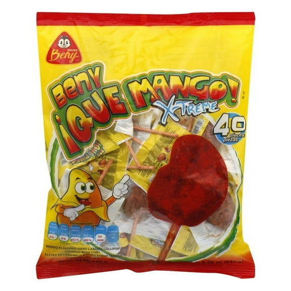 BENY X-Treme Lollipops with Chili Coating 1lb 6.56oz Bags (640g) (Mango)