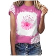 thumbnail image 2 of Lolmot Breast Cancer Awareness Tshirt Women Plus Size Short Sleeve T Shirt Sunflower Graphic Tees Gift for Cancer Survivor, Fight for Cancer Awareness Shirt, 2 of 5