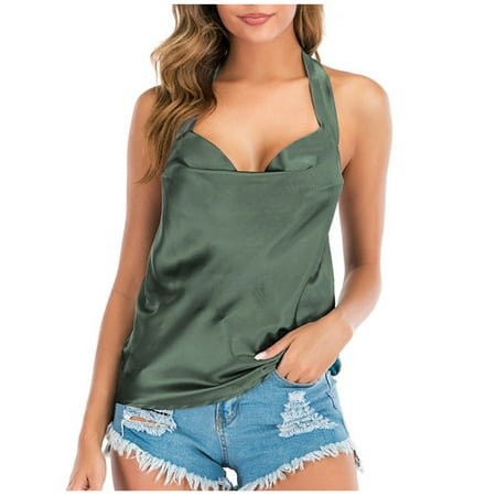 

Womens Casual Bra Solid Color Sleeveless Neck Slim Lace Up Summer Cute Graphic Tees Tops Sexy Workout T-Shirts Y2k Going Out Tshirts A67-21222