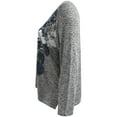thumbnail image 3 of Plus Size Women's Long Sleeve Floral Foil Print Knit Blouse Tee T Shirt Top Heather Grey 2X (16047), 3 of 4