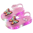 thumbnail image 2 of FINALGANG Kids Girls Adjustable Button Strap Flower Decor Light Up Open Toe Sandals LED Luminous Thick Sole Waterproof Summer Holiday Casual Sandals Soft Shoes 8.5-9 Years, 2 of 6