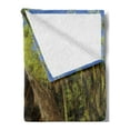 thumbnail image 2 of Tiki Bar Soft Flannel Fleece Throw Blanket, Tiki Hut in Dreamy Fantasy Forest Tropical Island Wildlife Greenery Art, Cozy Plush for Indoor and Outdoor Use, 60" x 80", Green Blue Brown, by Ambesonne, 2 of 5
