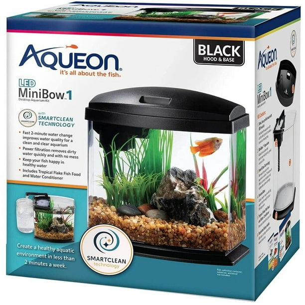 Aqueon [Aquarium, Glass & Acrylic Aquariums] Aqueon LED MiniBow 1 SmartClean Aquarium Kit Black