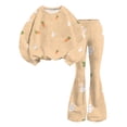 thumbnail image 5 of Grblisyd Girls 2 Piece Outfits Kids Crew Neck Long Sleeve Tops and Elastic Waist Flared Pants Cute Cartoon Print Sweatsuit Clothing Sets, 5 of 7