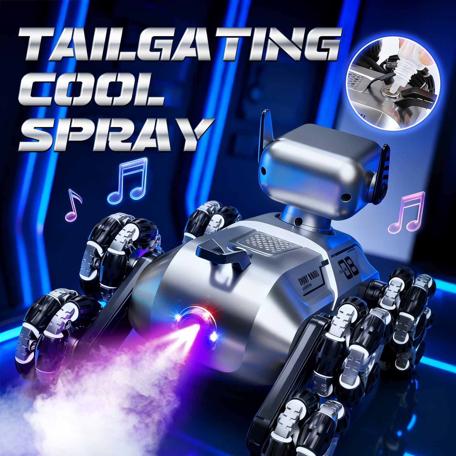 Dammyty RC Robot Dog for Kids, Intelligent Robot Toys with Light & Music, 8WD Stunt RC Dog Robot Toy for Boys Girls