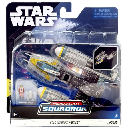 Star Wars Micro Galaxy Squadron Gold Leader's Y-Wing - 5 inch Starfighter Class Play Vehicle with 1 inch Jon Vander & R2-BHD Micro Figure Accessories