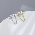 thumbnail image 4 of 1 par de pendientes con forma de mini piedra lunar de imitación, elegantes pendientes con cadena de mariposas incrustadas con diamantes de imitación para mujer, oro blanco, código de producto 62021 Or, 4 of 5