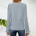 thumbnail image 6 of WXLWZYWL Long Sleeve Shirts for Women Women's Long Sleeve Square Neck Shirts 2024 Fall Causal Trendy Striped Tops, 6 of 6