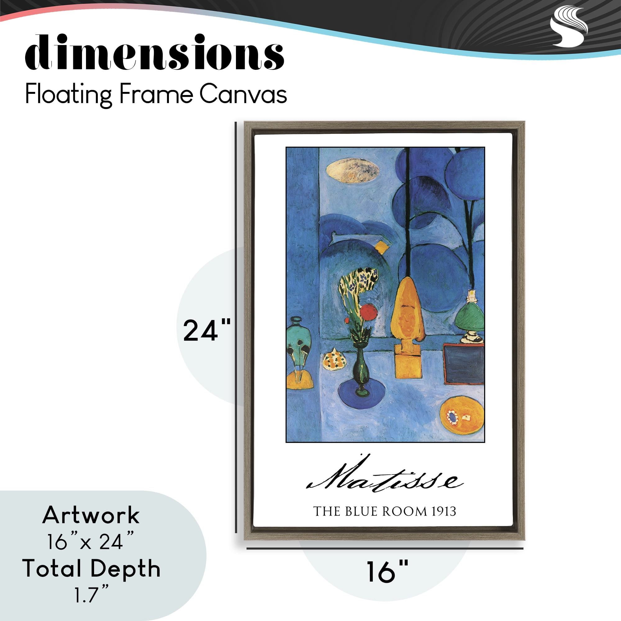 Matisse The Blue Room Brown Framed Floater Canvas Wall Art, design by Vintage Hustle