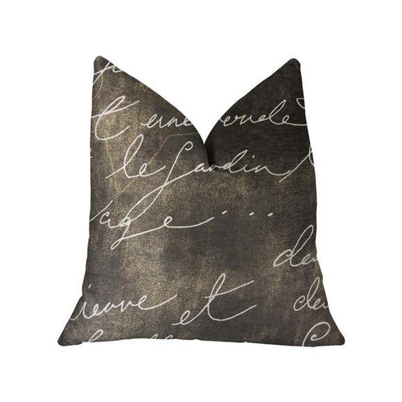 Plutus PBRA2253-1220-DP Script d'Amour Coussin de Luxe Noir&44; 12 x 20 Po.
