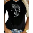 thumbnail image 6 of Gvmfive Women Tops Rhinestone Cold Shoulder T Shirt Short Sleeve Casual Tunic Blouse, 6 of 6