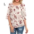 thumbnail image 1 of Chemisier Femme Imprimé Manches Mi-Longues Col Rond Décontracté, Jaune Clair, Fleur, L, 1 of 6