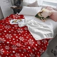 thumbnail image 3 of Christmas Throw Flannel Blanket 40x60In Winter Snowflake Modern Classic Red Texture Super Soft Cozy Bed Blanket, Lightweight Plush Fuzzy Bed Throw for Bedroom Sofa Couch Living Room, 3 of 4